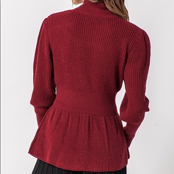 LAST 1-M ❤️Wine Color High Neck Sweater - Picture 5 of 8